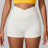 Beige Yoga Shorts - Seamless, High Waist, Tummy Control Size L thumbnail