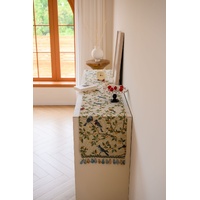 2 PCS Birds & Branch Table Runner - Jacquard Woven Beige with Tassels (33X120CM) thumbnail