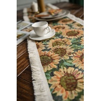 2 PCS Sunflower Table Runner with Fringe - Jacquard Woven Cotton Blend (30x120cm) thumbnail