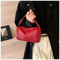 Red Minimalist Shoulder Bag - High-End Cylindrical Design thumbnail