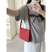 Red Minimalist Flap Shoulder Bag-Elegant Women's Double-Layer Crossbody thumbnail