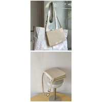 White Minimalist Flap Shoulder Bag-Elegant Women's Double-Layer Crossbody thumbnail