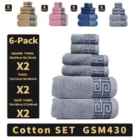 Blue Luxury Cotton Towel Set - 6-Piece Highly Absorbent Bath & Hand Towels thumbnail