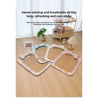 Size S Style 1 Pink And Brown Pet Cooling Mat for Dogs and Cats - Summer Breathable Woven Rattan Bed with Sponge Cushion, Durable and Chew-Resistant thumbnail