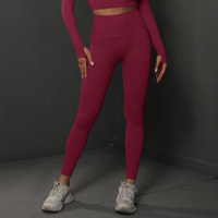 Size S Claret Red Seamless High-Waisted Yoga Pants for Women - Lift Workout Leggings for Running, Gym, and Fitness thumbnail