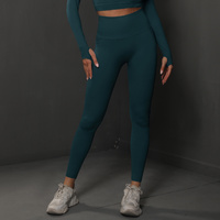 Size L Dark Green Seamless High-Waisted Yoga Pants for Women - Lift Workout Leggings for Running, Gym, and Fitness thumbnail