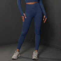 Size M Navy Blue Seamless High-Waisted Yoga Pants for Women - Lift Workout Leggings for Running, Gym, and Fitness thumbnail