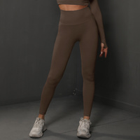 Size L Brown Seamless High-Waisted Yoga Pants for Women - Lift Workout Leggings for Running, Gym, and Fitness thumbnail