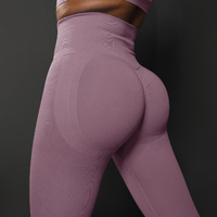 Size L Light Purple Seamless High-Waisted Yoga Pants for Women - Lift Workout Leggings for Running, Gym, and Fitness thumbnail
