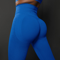 Size M Bright Blue Seamless High-Waisted Yoga Pants for Women - Lift Workout Leggings for Running, Gym, and Fitness thumbnail