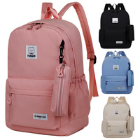 Pink Large Capacity Travel Backpack for Girls - Waterproof School Bag with Detachable Pencil Case thumbnail