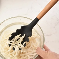 White And Brown 12-Piece Silicone Kitchen Utensil Set - Non-Stick Food-Grade Silicone Cooking Tools with Wooden Handles and Holder thumbnail