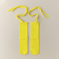 3 Pcs Yellow Non-Slip Yoga Socks with Cross Straps - Cotton Pilates Dance Socks for Women, Lightweight Comfort thumbnail