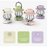 Pink Retro Snail Night Light - Portable Rechargeable Camping Lantern with Hook, 3-Color Dimming thumbnail