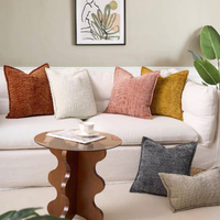 Beige Chenille Crosshatch Textured Pillow Covers Set of 2 - Modern Minimalist Sofa Bed Cushion Covers 45x45cm & 30x50cm(without pillow core) thumbnail