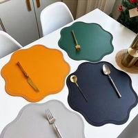 Orange Nordic Style Faux Leather Placemats Set of 4 - Heat-Resistant Waterproof Table Mats 38x38cm(cutlery not included) thumbnail