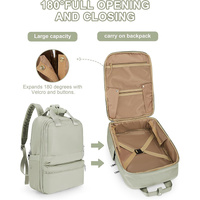 Green Large Capacity Travel Laptop Backpack - Sleek Business Shoulder Bag with Padded Compartment thumbnail