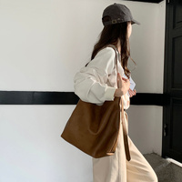 Brown Fashionable Minimalist Bucket Tote Bag - Versatile & Spacious for Daily Commutes thumbnail