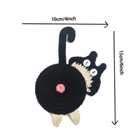 Black-white Cat Butt Coasters 3-Piece Set - Cute Knitted Drink Coasters for Cat Lovers thumbnail