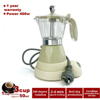 Latest Styles Electric Aluminum Espresso Moka Coffee Maker 3cups Italian Classic - Cream thumbnail