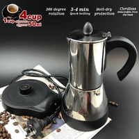 Electric Espresso Moka Coffee Maker 4Cups Stainless Steel Italian Classic AU STOCK thumbnail
