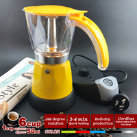 Yellow Electric Moka Coffee Maker Espresso Machine Italian Classic 6 Cups Auto Power thumbnail