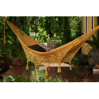 Outdoor undercover cotton Mayan Legacy hammock with hand crocheted tassels King Size Mustard thumbnail