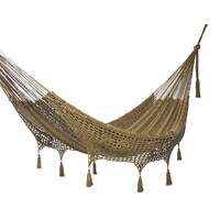 Outdoor undercover cotton Mayan Legacy hammock with hand crocheted tassels Queen Size Cedar thumbnail