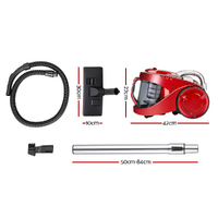 Devanti 2200W Bagless Vacuum Cleaner Red thumbnail