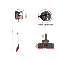 Devanti Stick Vacuum Cleaner Bagless Corded 500W Red thumbnail