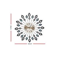 Artiss 60cm Wall Clock Large 3D Peacock Crystal Silver thumbnail
