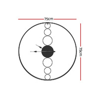 Artiss 75cm Wall Clock Large No Numeral Round Black thumbnail
