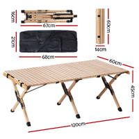 Gardeon Outdoor Furniture Wooden Egg Roll Picnic Table Camping Desk 120CM thumbnail