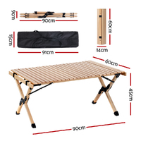 Gardeon Outdoor Furniture Wooden Egg Roll Picnic Table Camping Desk 90CM thumbnail