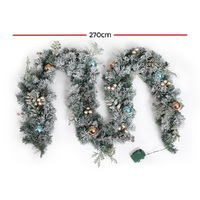 Jingle Jollys 2.7m Christmas Garland with LED Lights Snowy Decoration Xmas Party thumbnail
