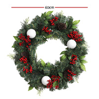 Jingle Jollys 2FT 60CM Christmas Wreath with Decor Xmas Tree Decoration thumbnail
