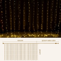 3X6M Christmas Lights Curtain Light Warm White 600 LED Jingle Jollys thumbnail