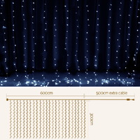 3X6M Christmas Lights Curtain Light Cool White 600 LED Jingle Jollys thumbnail