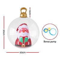 Jingle Jollys Christmas Inflatable Ball 60cm Santa Decoration Giant Bauble Clear thumbnail