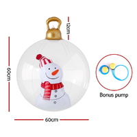 Jingle Jollys Christmas Inflatable Ball 60cm Snowman Decoration Giant Bauble thumbnail