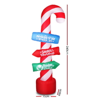 Jingle Jollys Christmas Inflatable Candy Pole 2.4M Illuminated Decorations thumbnail