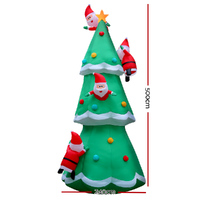 Jingle Jollys Christmas Inflatable Santa Tree 5M Illuminated Decorations thumbnail