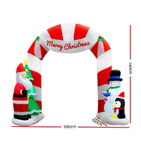 Jingle Jollys Christmas Inflatable Archwary Santa 3M Illuminated Decorations thumbnail