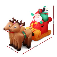 Jingle Jollys Christmas Inflatable Santa Sleigh 2.2M Illuminated Decorations thumbnail