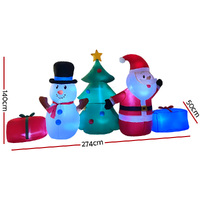 Jingle Jollys Christmas Inflatable Tree Snowman 2.7M Illuminated Decorations thumbnail