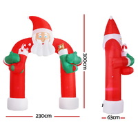 Jingle Jollys Christmas Inflatable Santa Archway 2.3M Outdoor Decorations Lights thumbnail