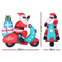 Jingle Jollys Christmas Inflatable Santa Motorbike LED Illuminated Decorations thumbnail