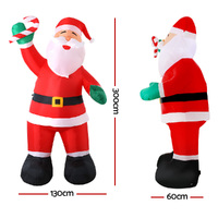 Jingle Jollys Christmas Inflatable Santa 3M Illuminated Decorations thumbnail