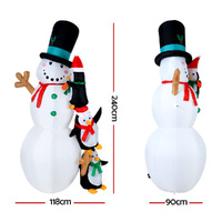 Jingle Jollys Christmas Inflatable Snowman 2.4M Illuminated Decorations thumbnail