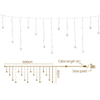 160 LED 6M Christmas Lights Icicle Light Solar Warm Jingle Jollys thumbnail